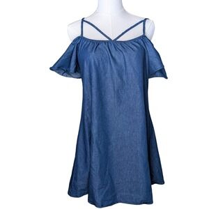 Jody of California Cold Shoulder Chambray Dress – Made‎ in USA, Medium